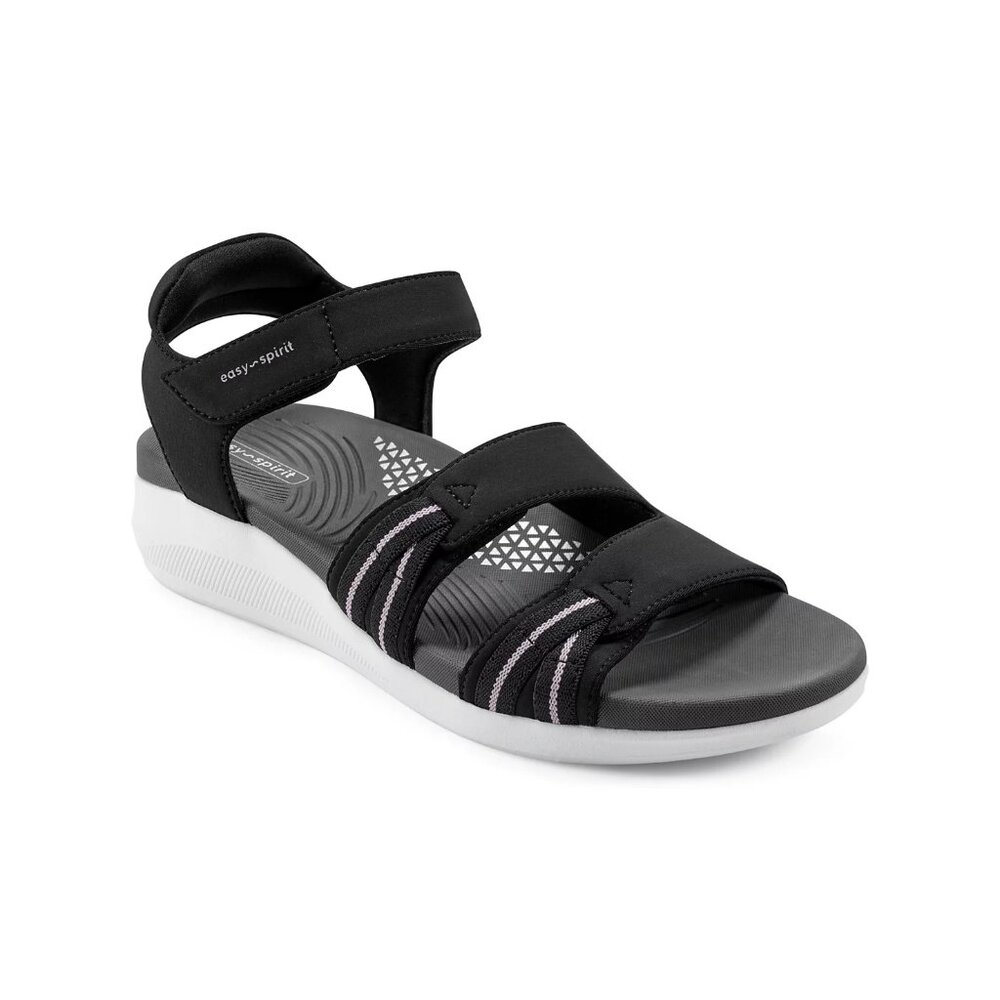 Easy Spirit Weber Women’s Sporty Sandals Light Wedge Comfort Walking Black 7.5 M